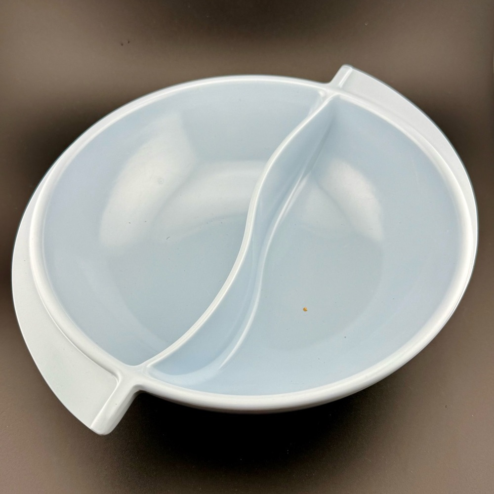 Vintage Melamine Divided Blue Serving Bowl by Boonton Ware